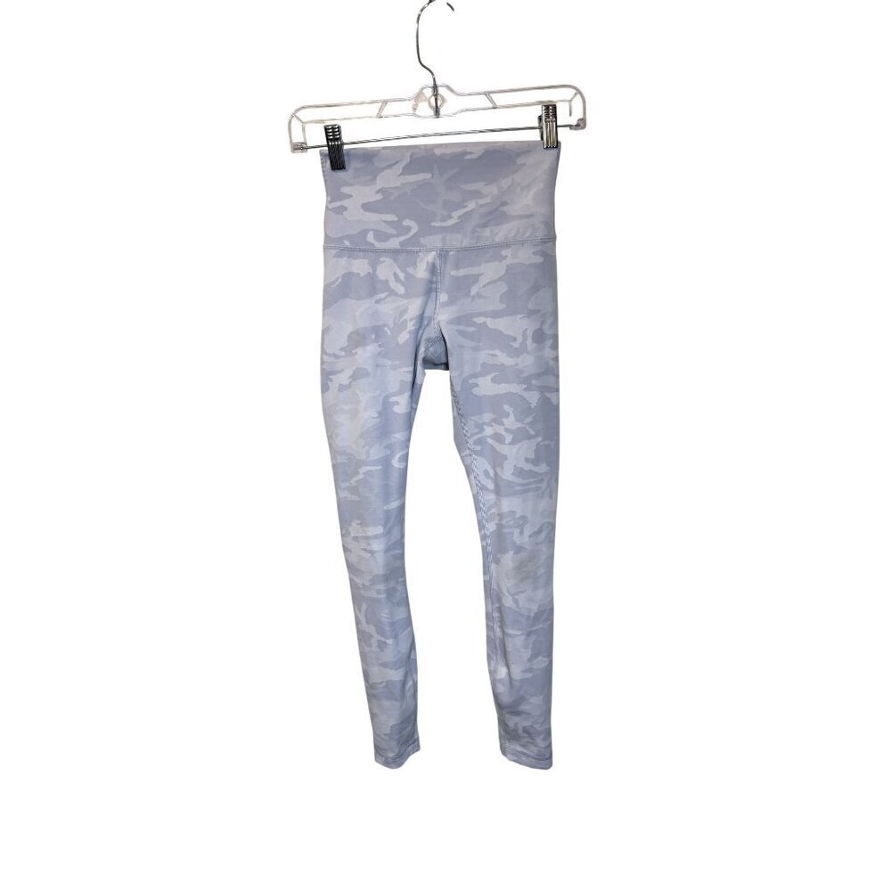 Lululemon Womens High-Waisted Camo Leggings Size 4 Gray/White Stretch Activewear